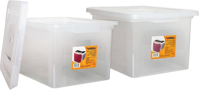 Lorell Letter/Legal Stacking File Box - 14.2" Width x 18" Depth x 10.8"Height - Clear - 2/Bundle (68925BD) by Lorell