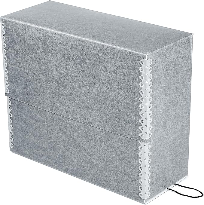 Lineco Archival Document Storage Box, 12.5" x 10.5" x 5", Gray | Acid-Free, 12 Letter Sized File Folders Included, Organizer for Prints, Photos, Papers, Pack of 2 - Image 4