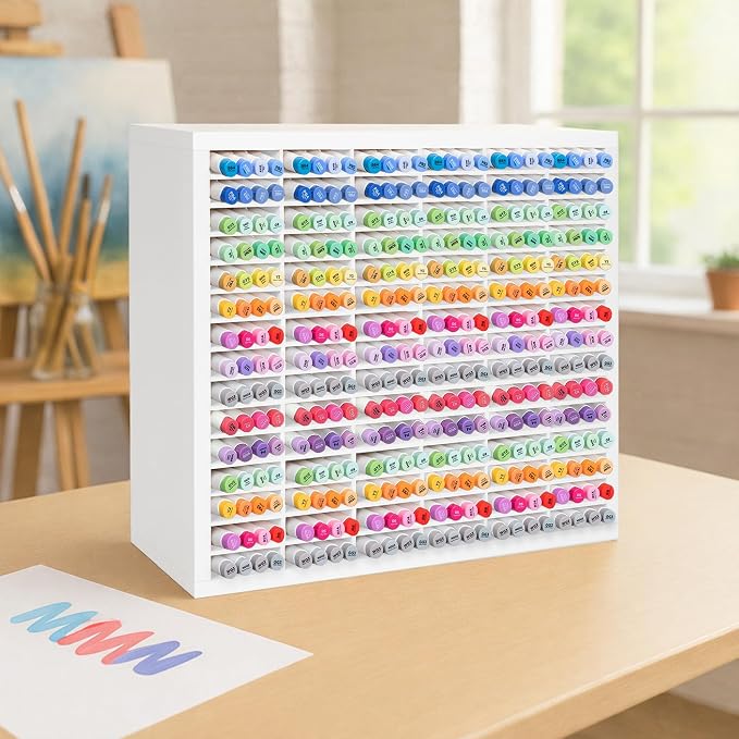 PROLEE Marker Storage Organizer for 360 Markers,Wooden Alcohol Marker Holder with 90 Slots,Markers Pens Pencils Art Supply Storage Rack for Desk Home Classroom Office Decor, White - Image 2