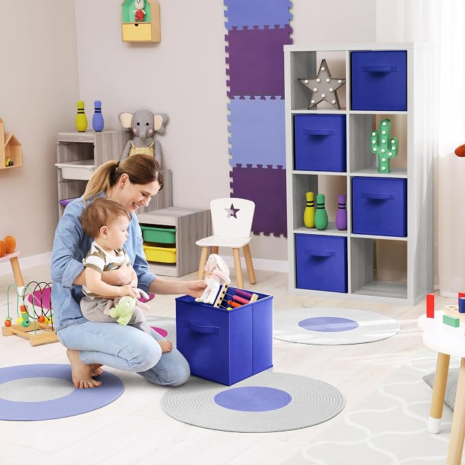 Sorbus Fabric Storage Cubes - 8 Foldable Storage Bins for Organizing Pantry, Cubbies, Toy Box - Clothes Storage & Closet Organizer - 11 Inch Collapsible Cube Baskets for Shelves with Handle - Image 4