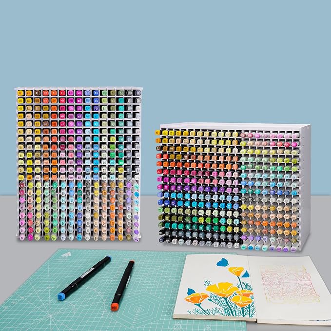 Art Marker Storage Rack for 300 Markers | Watercolour Brushes Pens Color Pencils Organizer Holder for Desk - Image 6