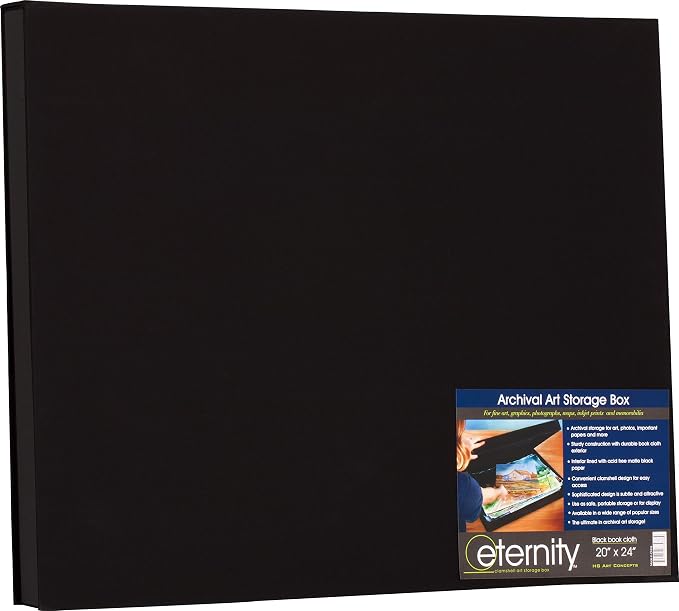 HG Art Concepts Eternity Archival Clamshell Photo Storage Box, Black - 20"x24" - For Storing Artwork, Photos & Documents, Deluxe Acid-Free, Sturdy & Lined With Archive-Quality Paper by HGArtConcepts