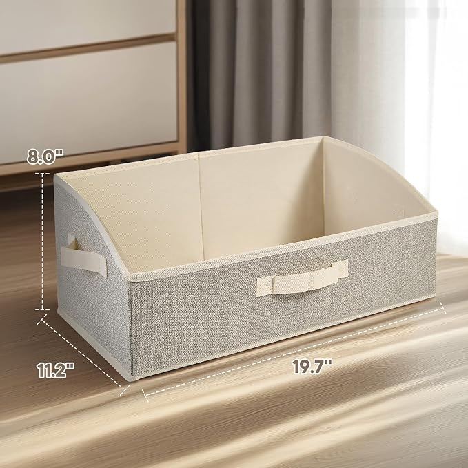 DAYARD Fabric Bins [3-Pack], Trapezoid Storage Bins with Handles, Foldable Baskets Storage Boxes for Shelves, Closet, Bookshelf, Organizer Containers, 20 x 11 x 8 inch Beige… - Image 7