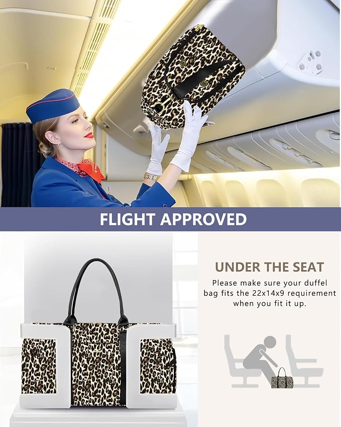 Women Weekender Travel Duffle Bag: Travel Duffel Overnight Bags with Shoe Compartment Large Carry on Tote with Toiletry Bag Weekend Traveling Yoga Gym Hospital Bag for Women with Wet Pocket Cheetah - Image 6