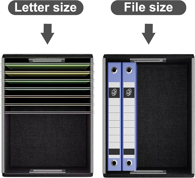 File Organizer Box with Lids, Collapsible File Folder Organizer | File Box with Plastic Slides for Document, Filing Bin for Letter Size Hanging File Folders (2 Pack, Silver, Leather) - Image 3