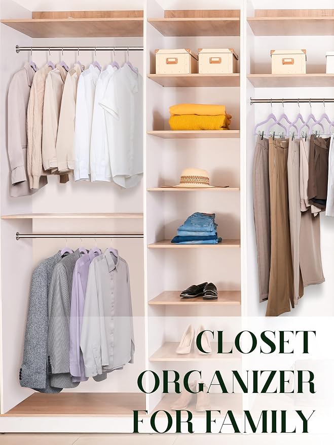 Cozymood Velvet Skirt Hangers 24 Pack, Pants Hangers with Clips - Purple | Ultra Thin Non Slip Pants Hanger, Space Saving Clothes Hanger With Clips for Pants, Skirts, Jeans, Shorts - Image 8