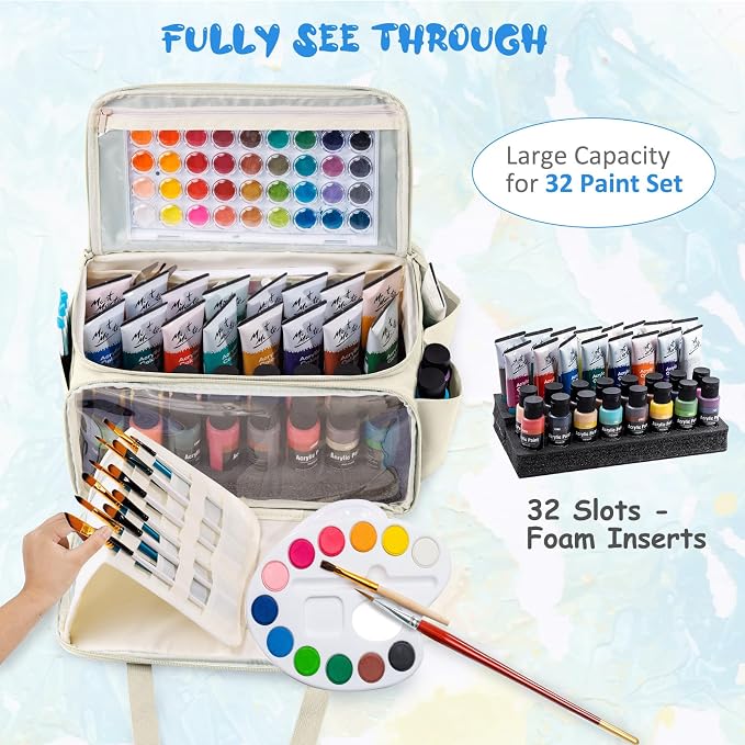 SFYBYHEART Acrylic Paint Storage, Craft Organizer, Art Supply Organizer, Art Tote Bags, Paints Brush Holder for Apple Barrel Acrylic Painting, Palette Board - Image 4