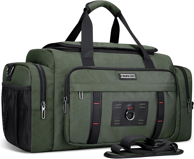 WITZMAN Duffle Bag for Men Large 49L Convertible Nylon Travel Sports Bag | With Shoe Compartment and Dry-wet Pocket, Fits 16" Laptop, Carry On, For Gym, Weekender, Overnight Trips, B719 Army Green by WITZMAN