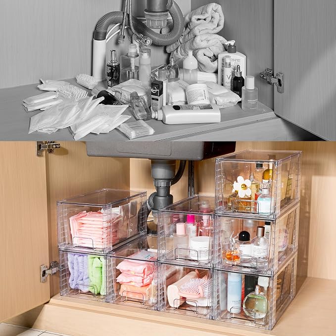 Vtopmart 8 Pack Stackable Clear Pantry Storage Drawers, Large - Image 6