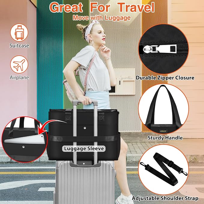 ITIEZY Large Utility Tote Bag for Women with 18 Pockets, Waterproof Teacher Nurse Bags with Zipper for Everyday Travel Work - Image 6