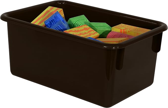 Wood Designs Cubby Storage Bin, Heavy Duty Plastic Containers for Kids Brown Cubby Tray Set of 25 - Image 3