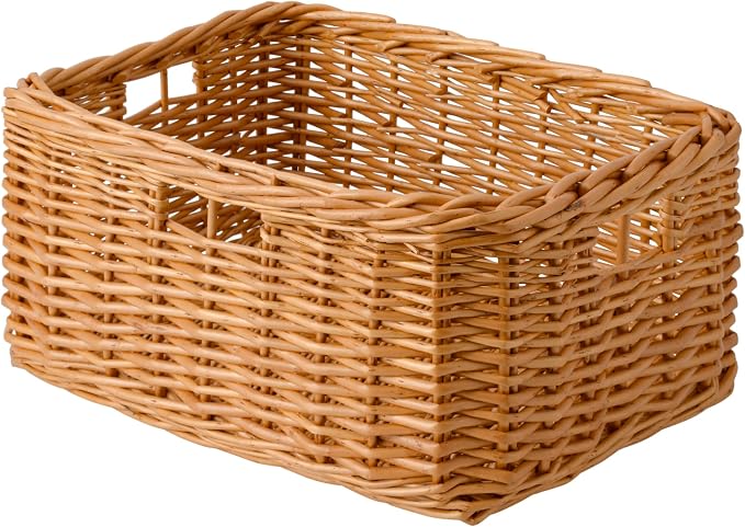 StorageWorks Pantry Baskets, Willow Storage Baskets for Organizing, Shelves, Pantry Organizers and Storage, Light Brown, 16 ½"L x 13" W x 7 ½"H by StorageWorks