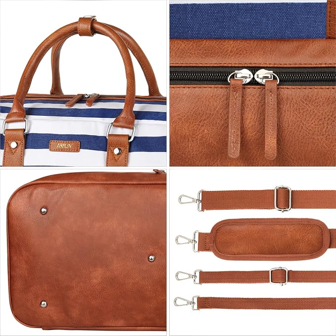 Weekender Bag for Women, Large Overnight Bag Canvas Travel Duffel Bag Carry On Tote with Shoe Compartment 21" 3Pcs Set - Image 8
