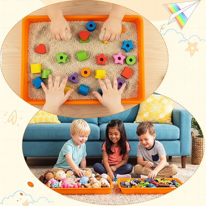 Maitys 15 Pack Plastic Art Trays 12 x 16 Inch Activity Crafts Trays Sensory Tray DIY Projects, Painting, Beads, Jewelry Office Home Organizer Arts and Crafts Supplies(Orange) - Image 5