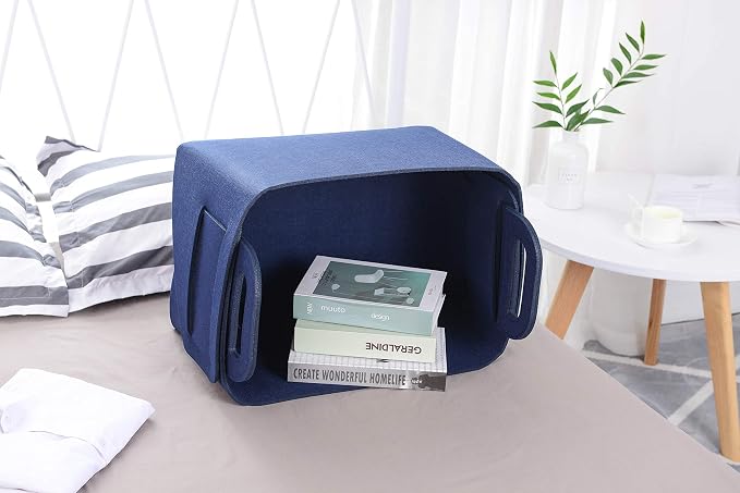 Storage Basket Felt Storage Bin Collapsible& Convenient Box Organizer with Carry Handles for Office Bedroom Closet Babies Nursery Toys Laundry (Navy Blue, 19.9inch（L）×13.6inch（W）×12.6inch（H）) - Image 4