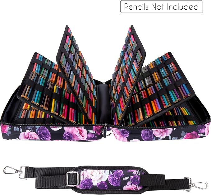 YOUSHARES 480 Slots Colored Pencil Case - Big Capacity Pen Case Organizer with Multilayer Holder large Colored Pencil Case (Purple Pink Rose) - Image 3