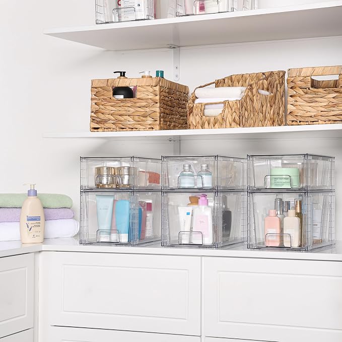 Vtopmart Clear Stackable Storage Drawers, 6 Pack Medium Organizer Set | Medium and Small Pull-Out PET Drawers with Stackable Design for Everyday Organization, Cabinets, Closets, Pantry - Image 8