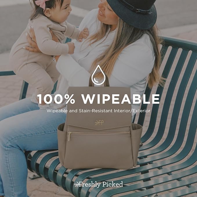 Freshly Picked Mini Diaper Bag II Backpack – Premium Vegan Leather Small Baby Bag without Changing Pad, Compact, Lightweight & Stylish for Moms On-the-Go, Aspen - Image 7
