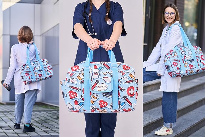 White Peas Nurse Bag & Utility Tote - Waterproof, Top YKK Zip, L18" x H14" x W7" - SHYLERO - Image 3