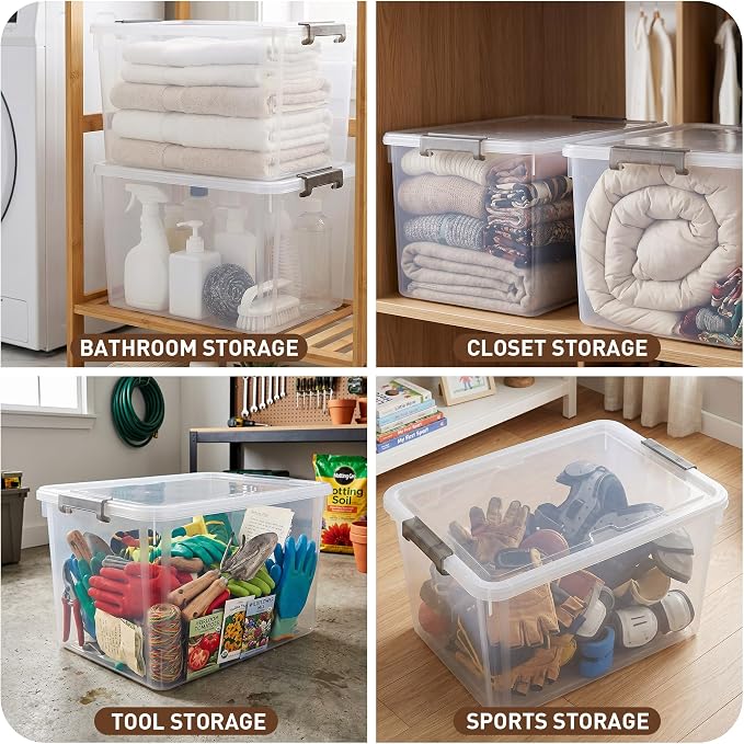 Citylife 6 Packs 44.4 QT Plastic Storage Bins with Lids Large Stackable Storage Containers for Organizing Clear Storage Box for Garage, Closet, Kitchen - Image 5