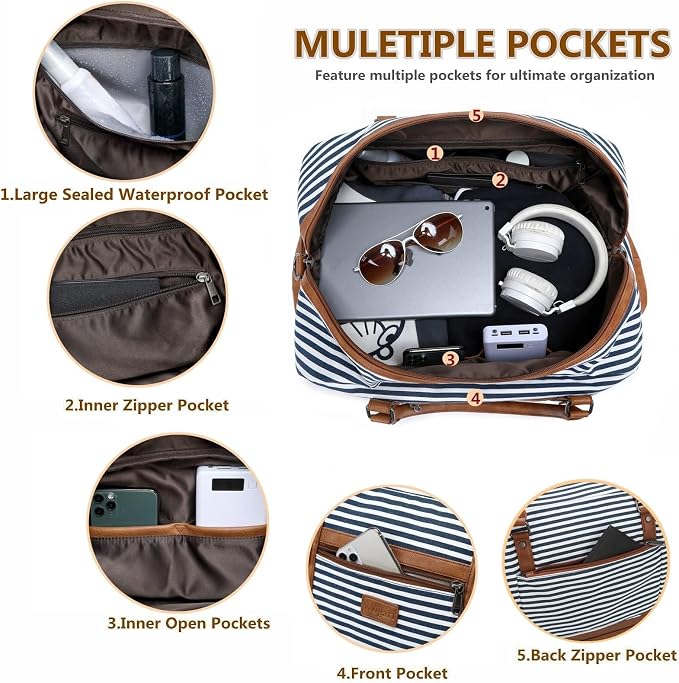 4PCS Weekender Bags for Women Large Overnight Weekend Travel Duffel Bags | Travel Bag Carry-on Tote Hospital Bag with Shoe Compartment Crossbody Toiletry Bag for Travel Business Gym Water Resistant - Image 4
