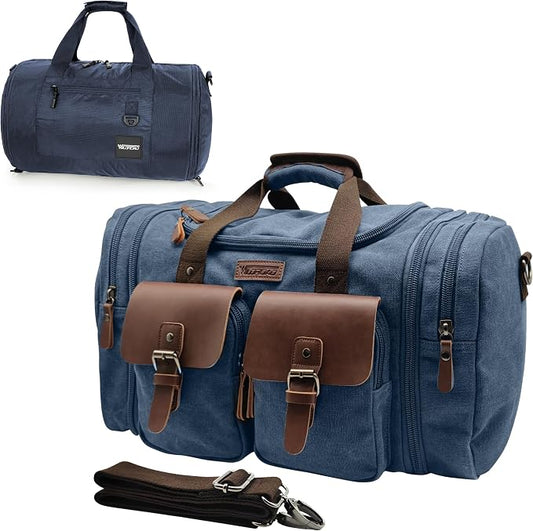 Wildroad Gym Bags for Men & Expandable Canvas Duffle Bag - 50l Travel Kit | Gifts for Men, Holiday Birthday Gift for Dad, Husband & Partner, Carry-on Size, Multiple Pockets, Luggage, Fits Travel Gym by WILDROAD