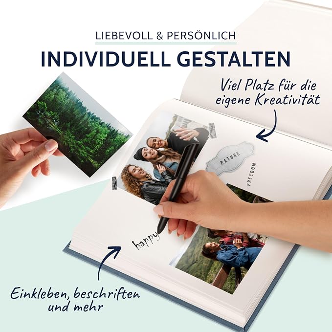 goldbuch Summertime Trend 2 24607 Photo Album with 60 White Pages with Pargamine Dividers, Memory Album with Linen Cover, Photo Album for Gluing, Blue/Grey, 25 x 25 x 4 cm - Image 5