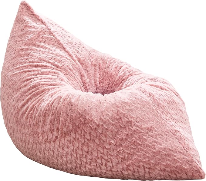 Hobestluk Adult Bean Bag Chair 3 in 1 Convertible Large Bean Bag Sofa | Chevron Plush Pink,Machine Washable,Removable Cover,Easy Convert And Install,Floor Bed,For Livingroom Bedroom - Image 9