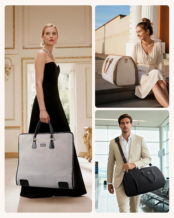 LOVEVOOK Garment Bags for Travel,3 in 1 Garment Duffle Bags with Shoe Pouch | Carry on Garment Bag,Hanging Suitcase,Suit,Dress,Business,Travel Bag,Weekender Bag - Image 8