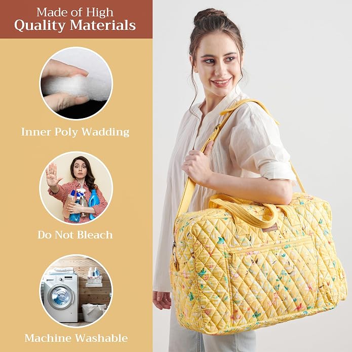 Maison d' Hermine Weekender Bags for Women Cotton Quilted Duffel Overnight Luggage Weekend Bag for Men Gym Gifts Travel | Overnight Luggage Weekend Bag for Men Gym Sports Gifts Duffle bag Business Travellers Trip Spring Summer - Image 2