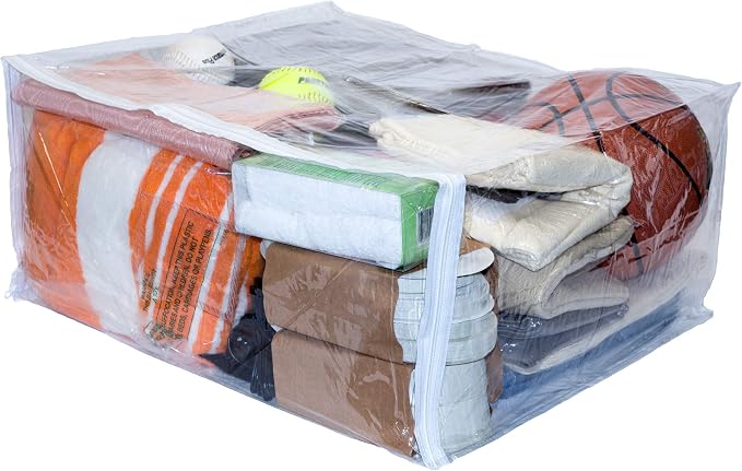 Set of 5 Clear Vinyl Zippered Storage Bags 24 x 20 x 11 Inch - Image 5