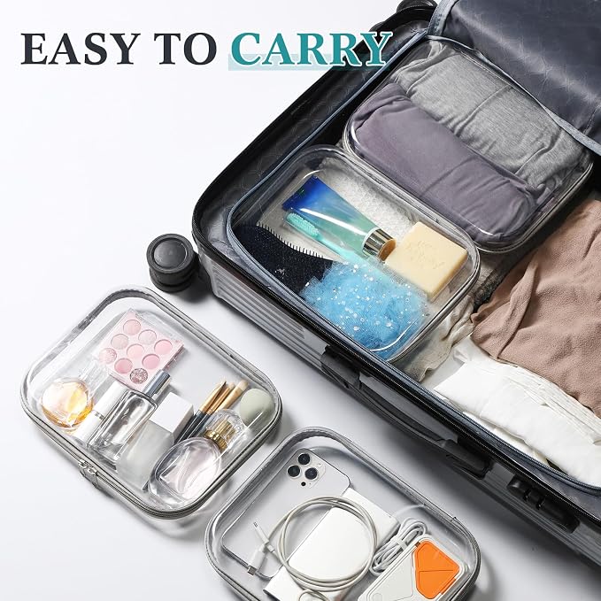 Sanwuta 6 Clear Hard Zipper Case,Gray,9.84 X 7.87 X 2 Inch | Pencil Case Pouches ,Makeup Bag,Plastic Toiletry Diaper Bag ,Travel Toy Storage,Waterproof Organizer Bins - Image 5