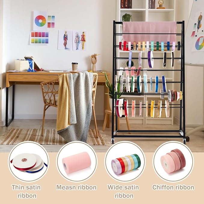 15 Tier Metal Ribbon Organizer Movable Ribbon Holder for Craft - Image 3