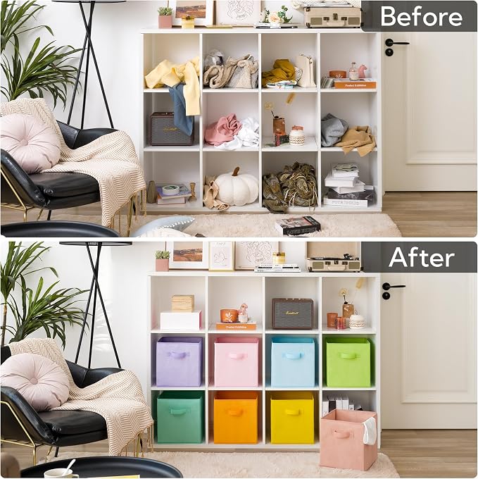 GRANNY SAYS 11 Inch Cube Storage Bins, Cube Organizer, Pastel Color, 8-Pack | Collapsible Storage Boxes with Thickened Base Plate, Sturdy Handles, Decorative Baskets for Shelves, Closet - Image 7