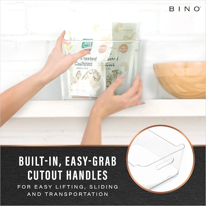 BINO | Plastic Storage Bins, Small - 2 Pack, Clear | THE SOHO COLLECTION | Pantry Organizers and Storage Containers Fridge Organizer Bins Kitchen Cabinet Organizer Medicine Cabinet Bin - Image 3
