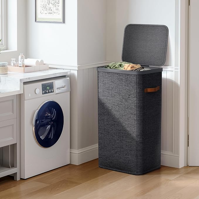 Sorbus Laundry Hamper with Lid - Collapsible Fabric Laundry Basket with Handles and Removable Laundry Bag – 26.5 Gallon (100 L) Dirty Clothes Hamper for Bedroom, bathroom and dorm (Black) - Image 3