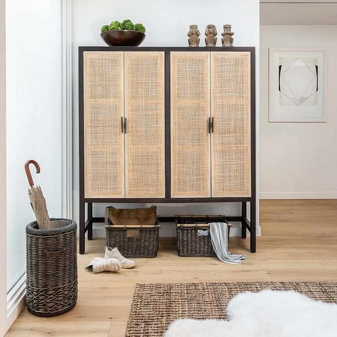 The Basket Lady Tall Narrow Wicker Storage Basket, S, Sandstone | Outside: 16" L x 9.5" W x 10" H | Inside: 14.5"L x 8"W x 8.5"H - Handcrafted by artisans from natural rattan - Image 7