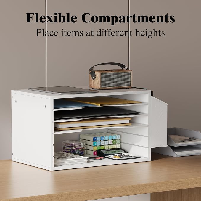 Unionly 12x18 Construction Paper Organizer,Large File Sorter for Office | 6-Tier Adjustable Literature Organizer,Large Wooden File Sorter with Side Pocket,Office Mailbox for Home,Classroom,Office - Image 5