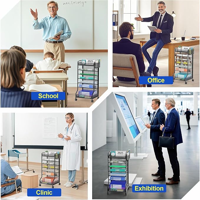 samstar Rolling File Cart,Under Desk Organizer, File Organizer beside Desk, Binder Paper Letter Storage with Wheels,for Office Supplies & Classroom Organization - Image 7