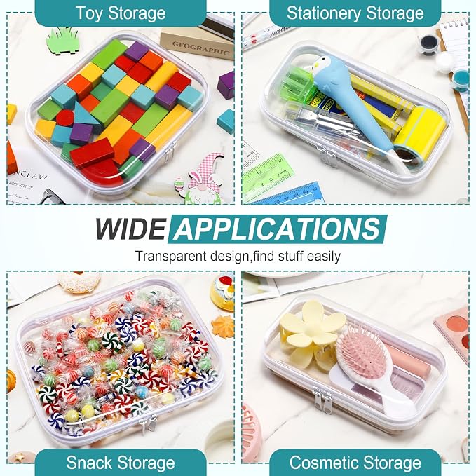 Sanwuta 6 Clear Hard Zipper Case,Clear,Two Sizes | Pencil Case Pouches ,Makeup Bag,Plastic Toiletry Diaper Bag ,Travel Toy Storage,Waterproof Organizer Bins - Image 6