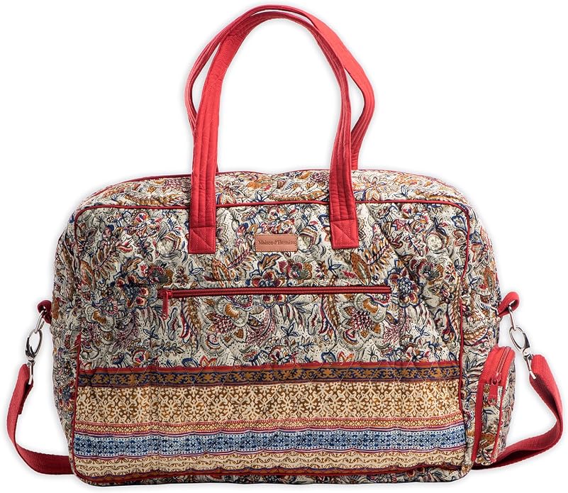 Maison d' Hermine Weekender Bags for Women Cotton Quilted Duffel Overnight Luggage Weekend Bag for Men Gym Gifts Travel | Overnight Luggage Weekend Bag for Men Gym Sports Gifts Duffle bag Business Travellers Trip Spring Summer by MaisondHermine