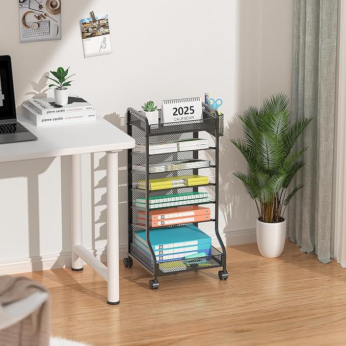 samstar Rolling File Cart,Under Desk Organizer, File Organizer beside Desk, Binder Paper Letter Storage with Wheels,for Office Supplies & Classroom Organization - Image 5