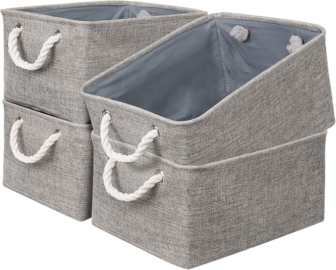 Storage Basket Fabric Sturdy Canvas Storage Bins Organizer with Handles for Clothes and Storage Foldable Storage Boxes Cubes by Sacyic
