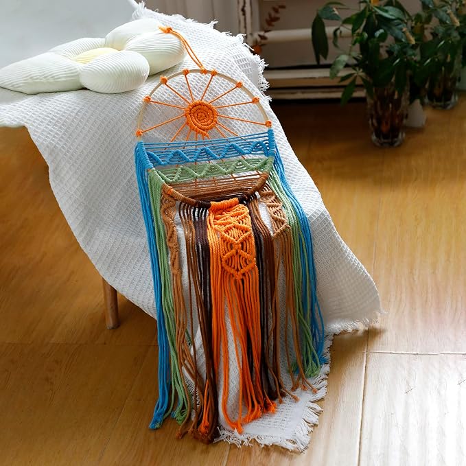 Artilady Macrame Wall Hanging Tapestry Sunshine Decor, Boho Dream Catcher | Large Wall Tapestry, Handmade Woven, Farmhouse Rustic, Colorful Sunburst Wall Art, Bedroom Living Room Apartment Home Decor - Image 6