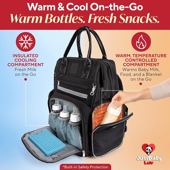 Premium Baby Diaper Bag with Changing Station, Diaper Bag Backpack w/ Pad | Award-winning, built-in changing station, warming pockets, waterproof, travel ready, unisex - Image 3