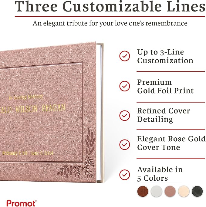 Funeral Guestbook - Guestbook for Funeral Celebration (Rose Gold) | Elegant Memorial Keepsake, Premium Hardcover Construction, Thoughtfully Designed for Services, Lasting Tribute to Loved Ones - Image 6