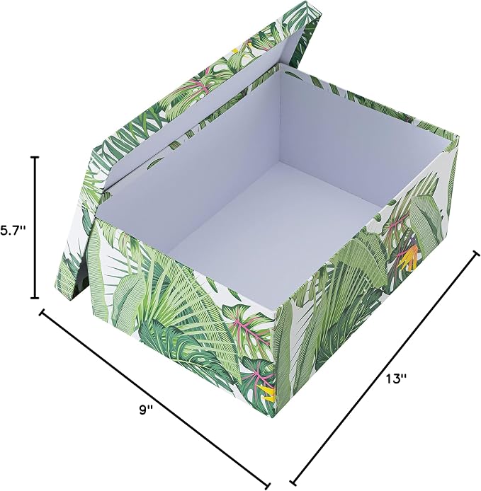 Soul & Lane - Tropical Breeze Decorative Storage Boxes with Lids, Set of 3 | Large Nesting Keepsake Boxes for Photos and Gifts, Green Jungle Leaves Palm Tree Containers, Hawaiian Beach Theme Decor - Image 8