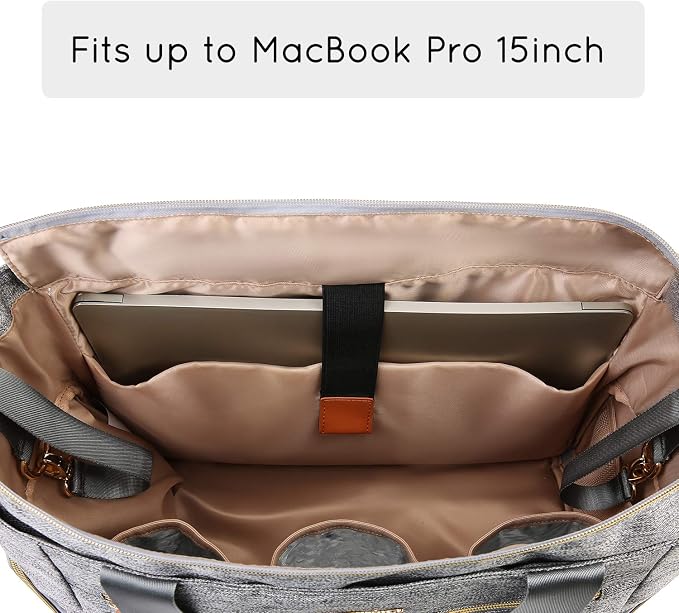 mommore Breast Pump for Spectra S1/S2 & Medela, Diaper Bag Travel Tote | Pumping Tote Bag with Insulated Pockets, Work Bag for Breastfeeding Mom with 15" Laptop Sleeve & Changing Pad - Image 5