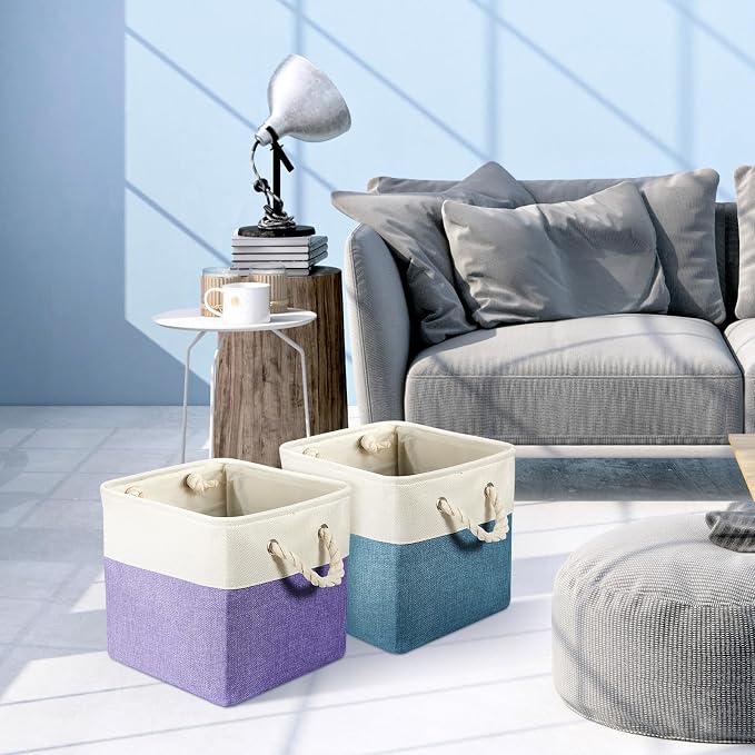 6 Pack 13 x 13 Inch Cube Storage Bins Fabric Square Cube Baskets, Morandi | Colorful Foldable Organizer with Sturdy Handles, Home Closet Bin for Shelves, Durable Cube Baskets Bulk for Home Storage - Image 5