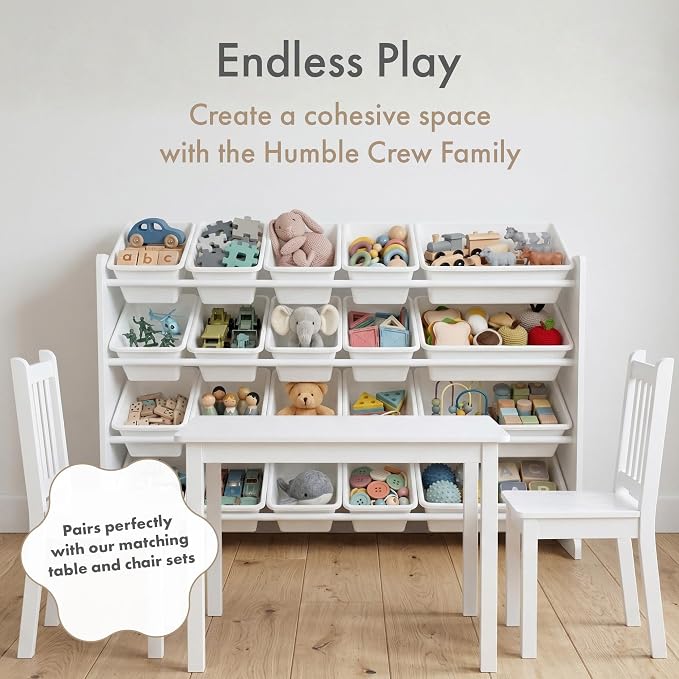 Humble Crew Kids Toy Organizer with 20 Bins, 4 Tier Storage for Playroom | Sturdy wood and steel toddler shelf, removable BPA-free containers, wall anchor anti-tip safety kit for bedroom or classroom - Image 8